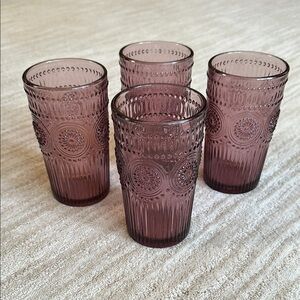 Set of 4 PIONEER WOMAN Adeline-Plum Glass Glasses 16 oz